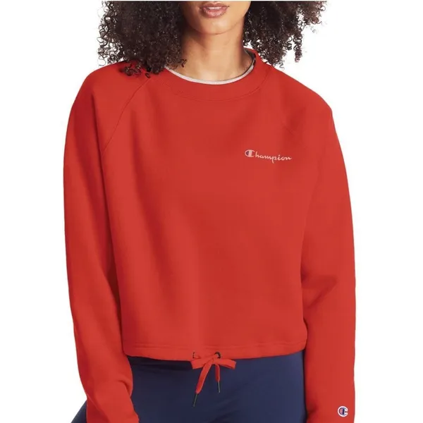 Champion‎ Sweatshirt Womens XS Red Cropped Crewneck Pullover Drawstring - Image 5