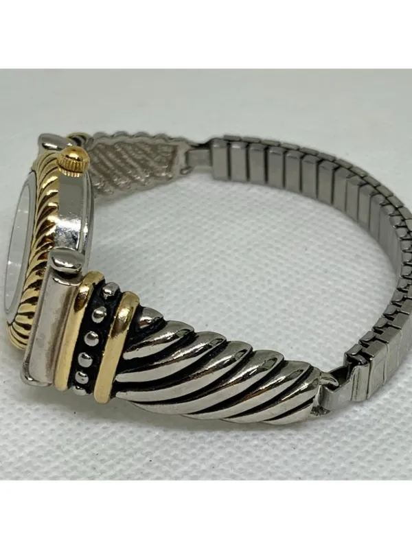 Avon women’s gold silver tone watch quartz analog 25mm stretch band running - Image 3