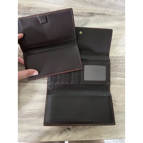 Coach Brown Leather C Monogram Stitched Continental Long Wallet Checkbook - Image 10