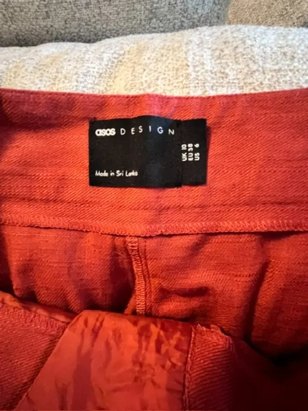 ASOS Design Linen Blend Red/Orange High Rise Shorts - Image 3