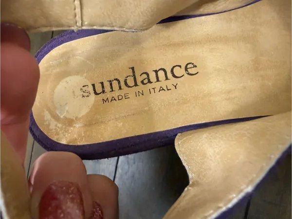 Sundance Purple Suede Slingback Wedge Sandals size 36 - Image 9