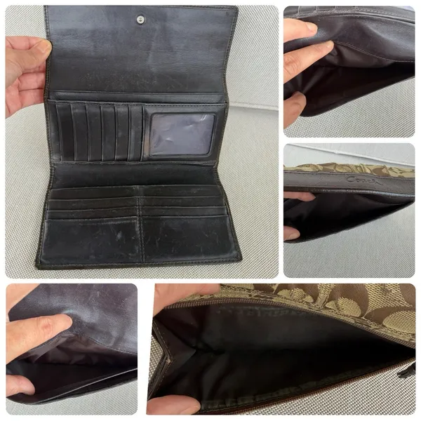 Coach Ashley Signature Jacquard Trifold‎ Wallet W/Checkbook Insert Y2K Vintage - Image 9