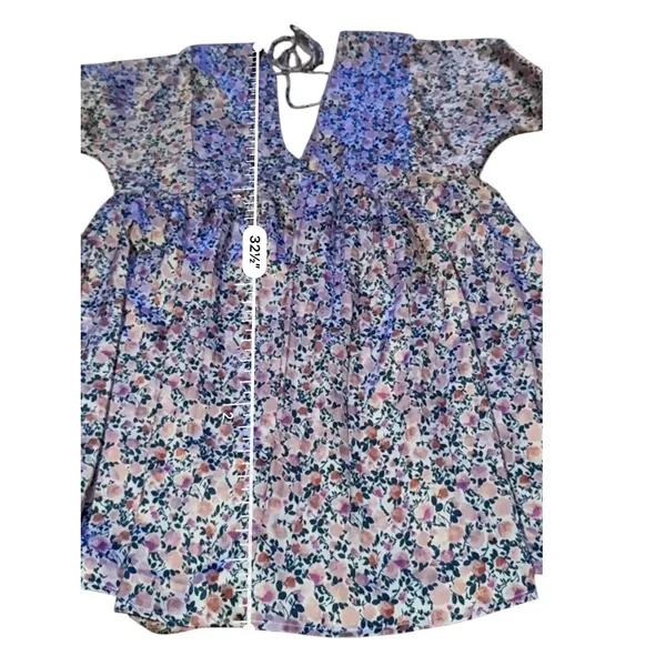 Lulus‎ Floral Babydoll Mini Dress Womens S Pink V Neck Open Back Boho Cottage - Image 11