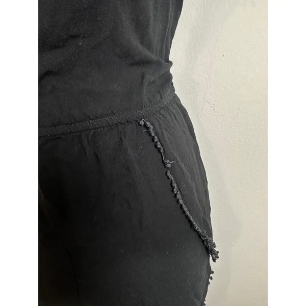 American Eagle Outfitters Black Pom Pom Trim Romper Size Medium Spaghetti Strap‎ - Image 3
