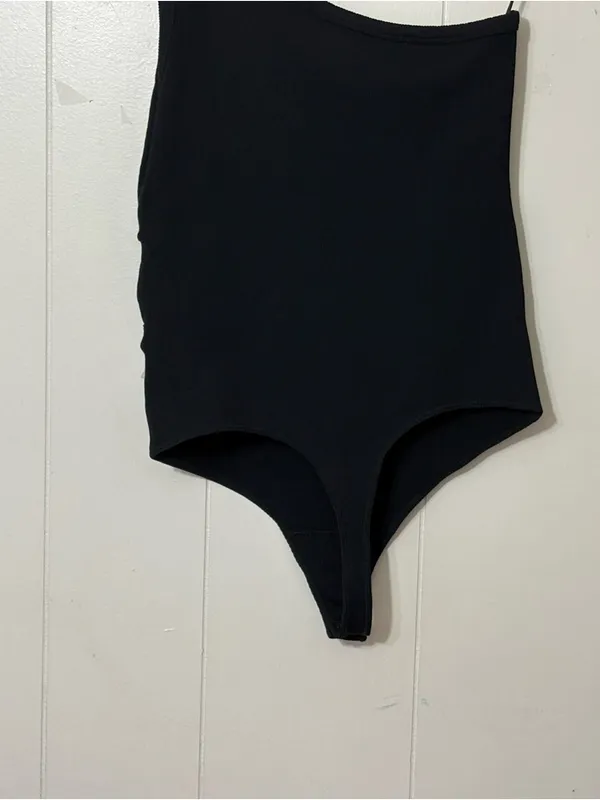 Abercrombie & Fitch One Shoulder Ribbed Bodysuit Black Cutout Sz L Soft Seamless - Image 8