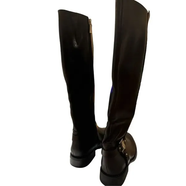 Vince Camuto Farren Women's Riding Boots SZ 5.5 Black Leather Quiet Luxury Moto - Image 4