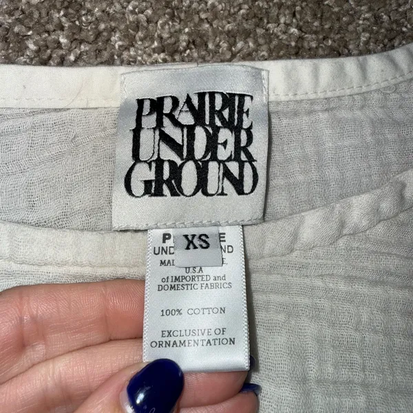 Prairie Underground Gauze Top Womens XS White Excellent Cotton Dolman Sleeve - Image 2