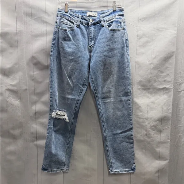 Vervet Blue Denim Distressed Knee High Rise Stretch Boyfriend Jeans Style V2744 - Image 3