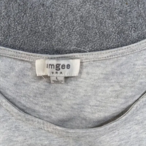 Umgee Short Sleeve Cut Off Tee Shirt Women's Large Linen Blend High Low Top - Image 3