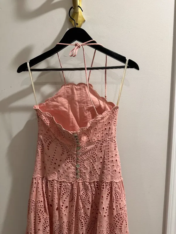 FARM RIO Blush Eyelet Midi Dress in Pink Size X-Small - Image 8