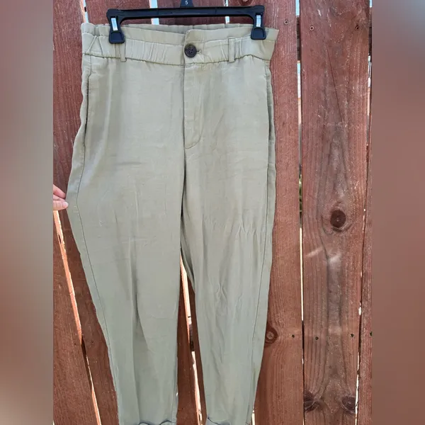 Zara Sage Green Cuffed Straight Leg Lightweight Pants Women’s Size Medium - Image 2
