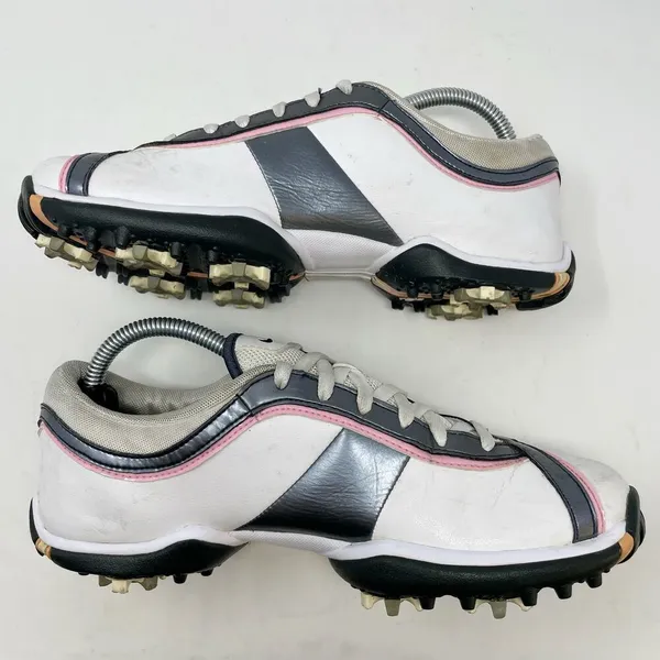 Nike White Pink Silver Leather Golf Shoes Womens Size 6 *READ* - Image 11