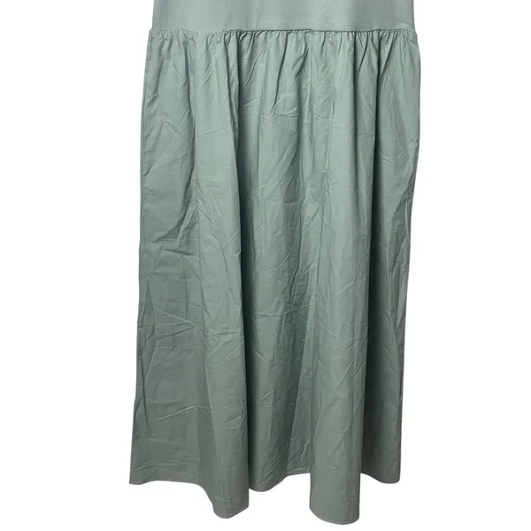 COS Cotton Contrast Panel Maxi Dress Sage Green Coastal Resort Travel Chic L - Image 4