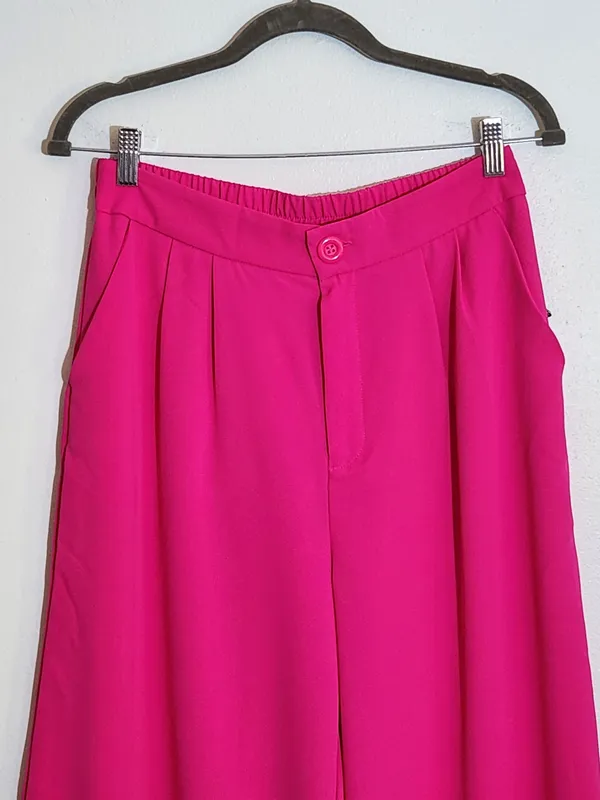 Haute Monde Neon Pink Wide Leg Trouser Pants Size Medium NWT - Image 3