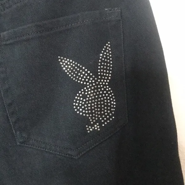 Playboy by pac-sun black button fly high waisted denim jeans size 27 cute‎ - Image 13