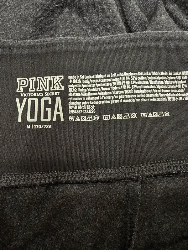 Victoria's Secret PINK yoga Leggings Sequined Waisteband Gray M - Image 3