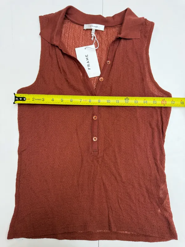 FRAME Women’s Mesh Lace Sleeveless Polo size L - Image 6