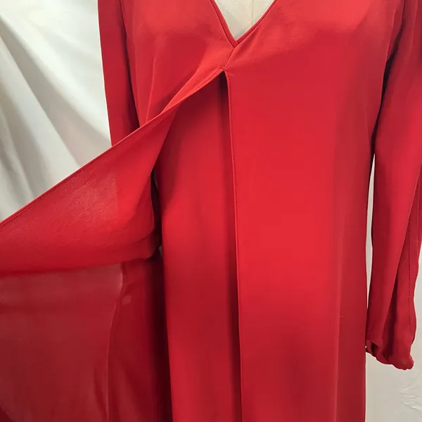 White House Black Market Red Dress Womens 4 Flowy Open‎ Sleeves Cocktail Wedding - Image 6