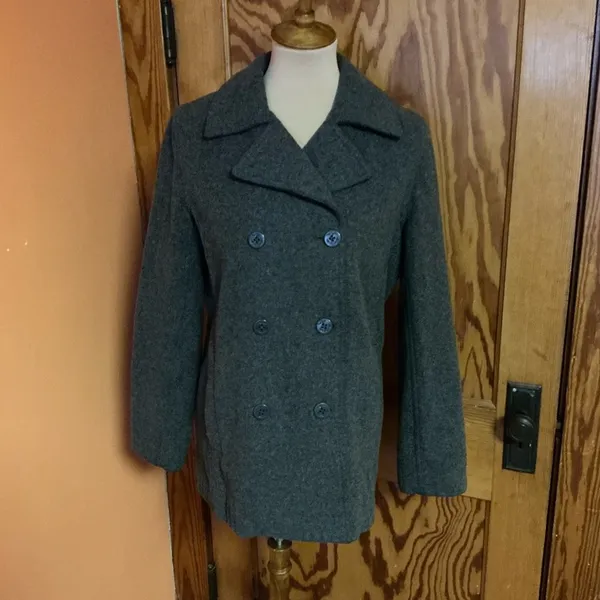 Vtg Y2K American Eagle Peacoat Gray Wool Blend Double Breasted Jacket M - Image 14
