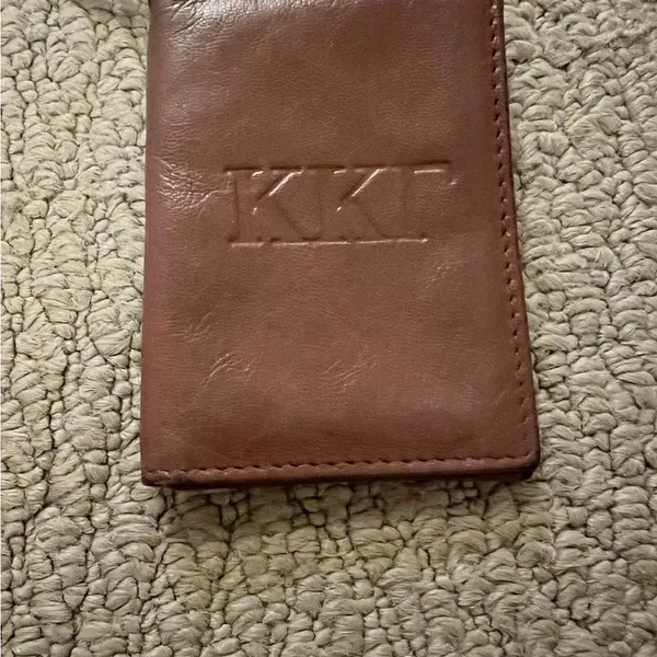 Brown Leather ID Card Holder with Keyring kappa kappa gamma - Image 6