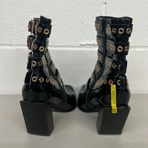 Jeffrey Campbell sz6.5 black buckle gothic heeled boot Ignatius pointed toe edgy - Image 3