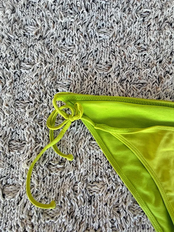 Hollister Lime Green Y2K Low Cut Frill Side-Tie Swim Bottom | Size Medium - Image 4