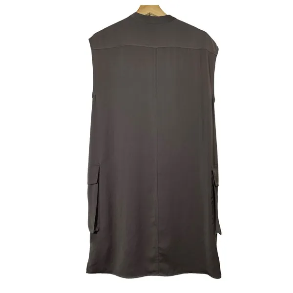AllSaints Shirt Dress Sz 6 Gray Safari Pocket Sleeveless Japanese Cloth Utility‎ - Image 2