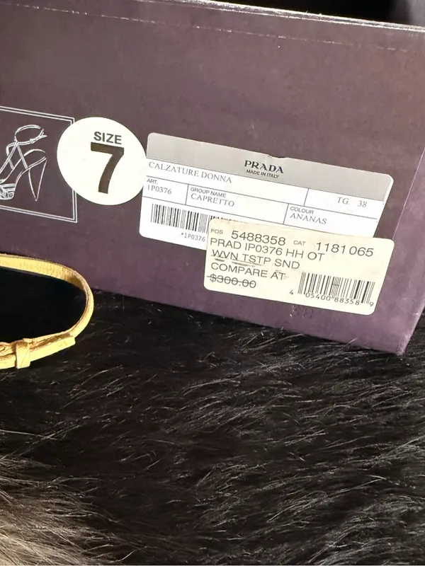 Prada Yellow Leather Woven Slingback Heels - Image 9
