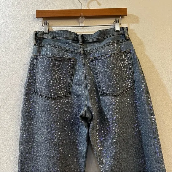 Acne Studios Mid‎ Rise Sequin Straight Leg Jeans Denim Pants Size 38 US 10 Blue - Image 8