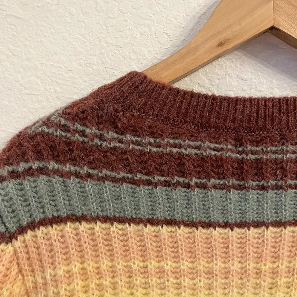 JDY Striped Crewneck Sweater M Burgundy Pink‎ - Image 7