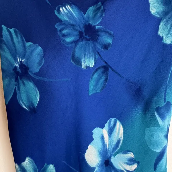 Vintage City Triangles Slip Dress Womens Small Blue Floral Maxi USA 90s dreamy - Image 10