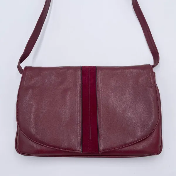 Vintage 60s 70s Stanley Blacker Designer Shoulder Bag Purse Burgundy Red Leather - Image 2