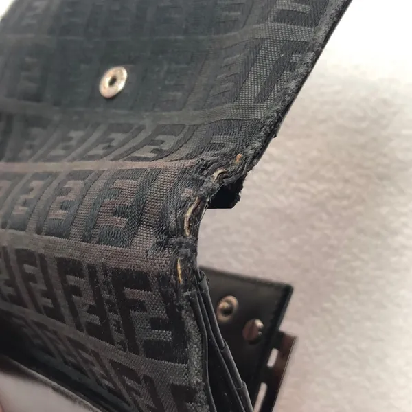 Fendi Zucca Monogram Wallet Black Canvas & Leather Silver HARDWARE - Image 6