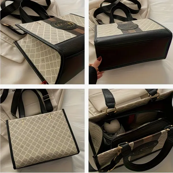 Monogram Stripe Tote Bag G Logo Medallion Top Handle Crossbody Shoulder Bag NIP - Image 6
