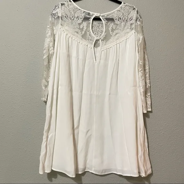 For Love & Lemons White Lace Sleeve Mini Swing Dress Womens S Babydoll Romantic - Image 10