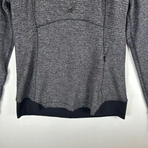 Lululemon Rest Less 1/4 Zip Pullover Black White Thumbholes Size 10 - Image 7