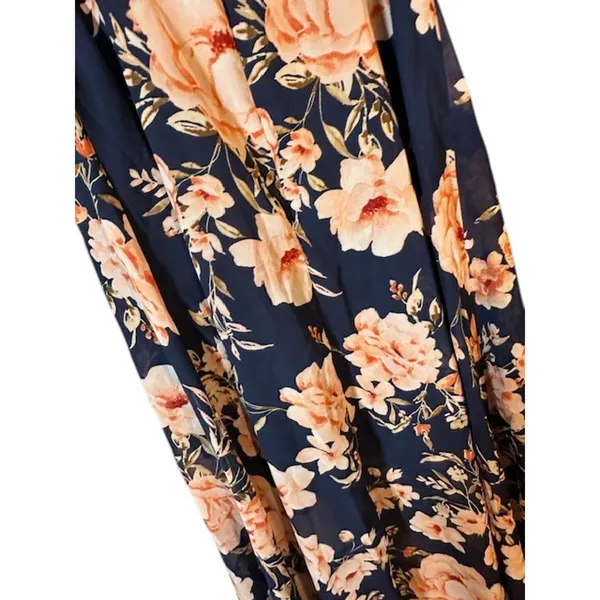 Lulus Navy Blue Pink Floral Asymmetrical High Low Dress Woman Sz XS - Image 8