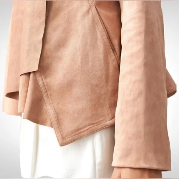 NWT Hutch Anthropologie Open Front Waterfall Jacket Vegan Suede Pink Size M - Image 3