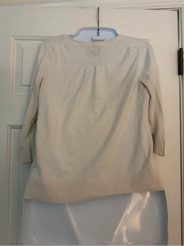🩷 3/$18 Gap Cream Cotton Cardigan 3/4 Sleeve Button Front Sweater Size S - Image 6