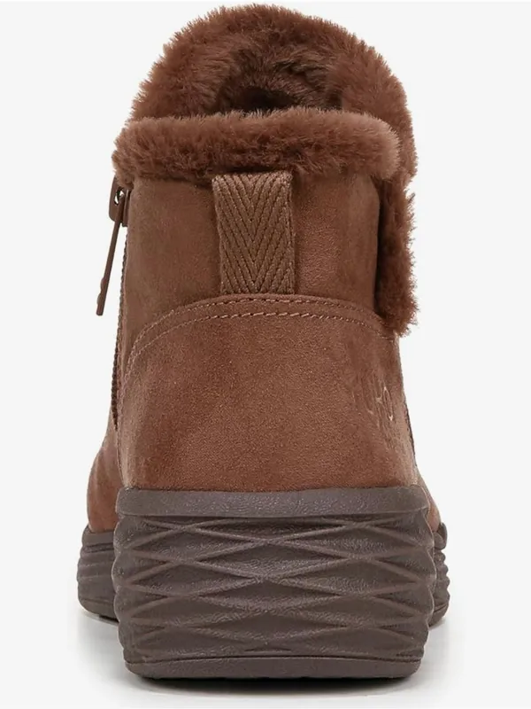 Ryka Brown Faux-Suede Fur-Trim Ankle Booties Size 8 - Image 4