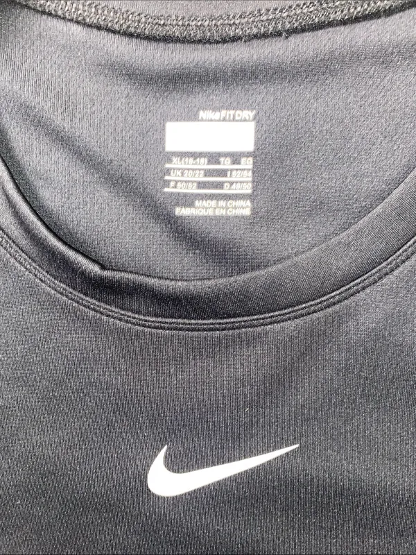 Nike Long-Sleeve Athletic Top - Black with White Swoosh - Image 2