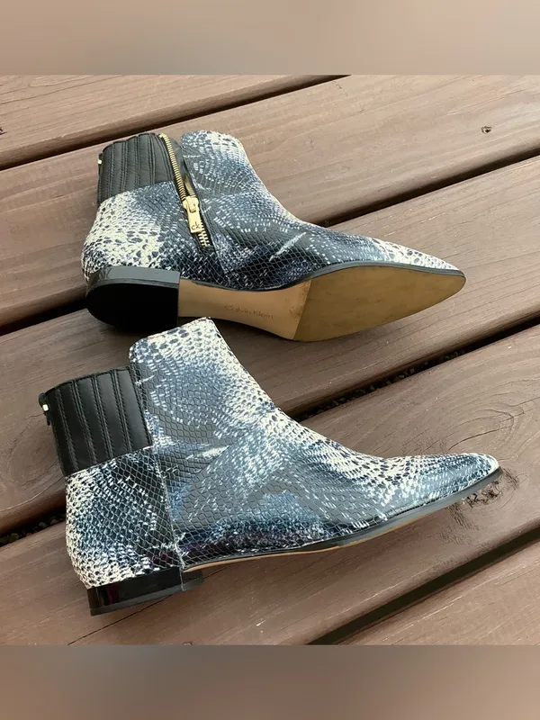 Calvin Klein Snake-Print Pointed Toe Ankle Boots 🪻🪻 - Image 4