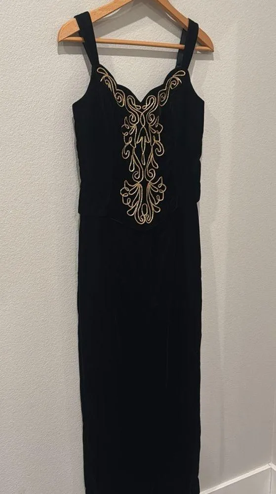 Vintage Black Velvet Scott McClintook Evening Gown | Size 8 - Image 2