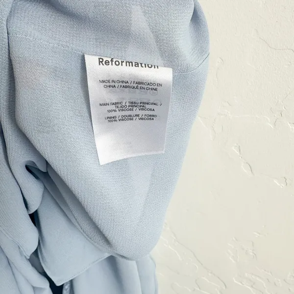 Reformation |‎ Purdie Lace-Trim Flutter Strap Midi Dress in Mineral Blue - Image 9