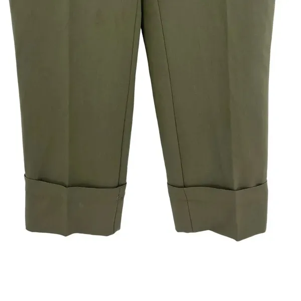 Zara Pants Trousers Straight Leg Turned Up Cuff Green Size Medium‎ - Image 7