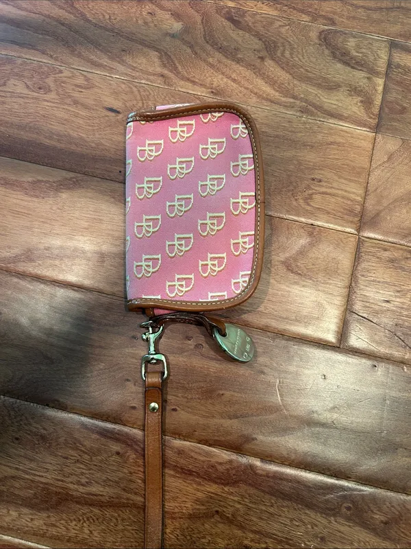 Dooney & Bourke Vintage Mini Pink Monogram Flap Wristlet - Image 6