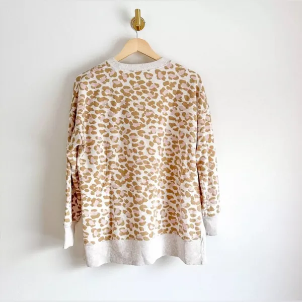 Aerie Oversized Desert Leopard Print Crewneck Pullover Sweatshirt - Image 3