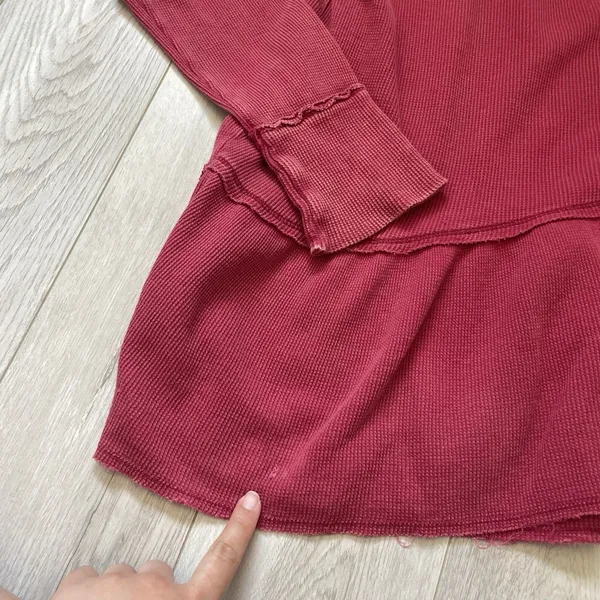 Free People Top coastaline thermal long sleeve peplum womens Red (medium) boho - Image 4