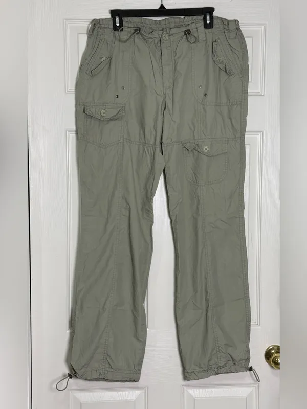 Las Olas Utility Women's Cargo Pants Sage Green Y2K Gorpcore Aesthetic Size 14 - Image 4
