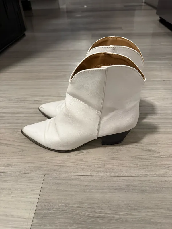 White Faux Leather Ankle Boots Women’s 5.5 SHEIN - Image 2